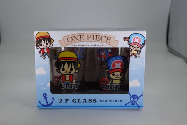 One Piece La Partida - 2 Vasos de Vidrio Diseño Luffy y Chopper