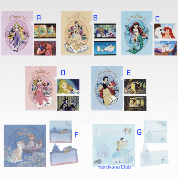 SF1479 Ichiban Kuji Disney Princesas – Premio G Carpeta+Sticker+Pop-Up