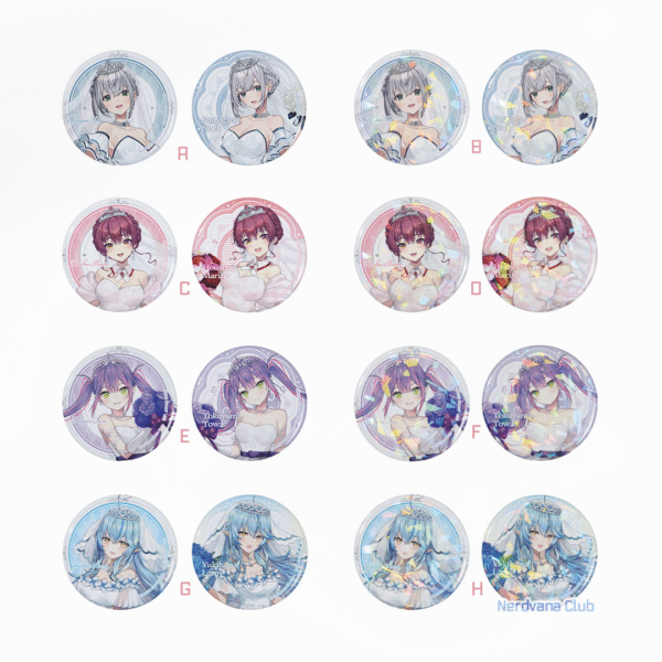 SF1725 Ichiban Kuji Hololive Wedding Dress Style – Premio Set de Pins: Lote de Insignias