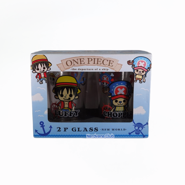 NV0208- One Piece La Partida - 2 Vasos de Vidrio Diseño Luffy y Chopper
