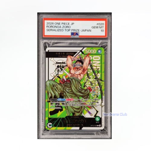 SF2501-1 Roronoa Zoro PSA 10 – Edición Promo Flagship Battle (Serial No.0418) | One Piece Card Game OP12-020