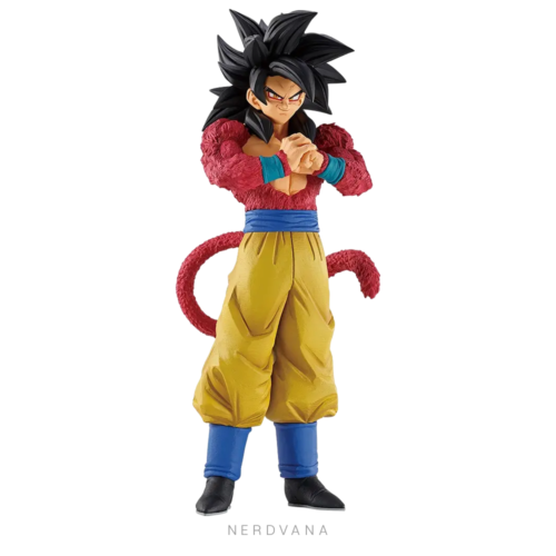 SF2743 Figura de Super Saiyan 4 Son Goku de Dragon Ball GT, perteneciente a la colección MASTERLISE. Recreada en una pose que invita a exhibirla espalda con espalda junto a Super Saiyan 4 Vegeta de la categoría B, con especial atención a detalles como la textura del pelaje y el sombreado de la pintura.