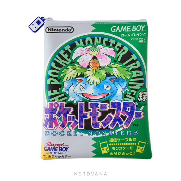 Set de camisetas Pokémon Rojo y Verde del Pokémon Center original, con diseño de Lizardon y Fushigibana, estuches réplica de cartucho Game Boy con cierre y charm incluidos
