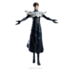 SF2783_1 Figura coleccionable Aizen Sosuke de BLEACH línea Grandista Banpresto, con traje negro ceñido, cuello blanco desgarrado y pose de brazos extendidos, versión Thousand-Year Blood War