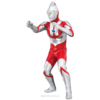 Figura coleccionable de Ultraman original tipo C en postura de combate, con tono dorado-bronce en el cuerpo superior, ojos ovalados luminosos y gema azul en el pecho, de la línea Hero's Brave Statue Figure del 60 aniversario