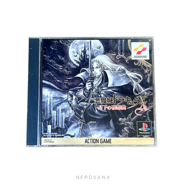 Castlevania Symphony of the Night PS1 versión japonesa completa Konami: caja original con disco del juego, CD Dracula Music Collection, Art Works booklet y manual japonés, uno de los mejores juegos de la historia